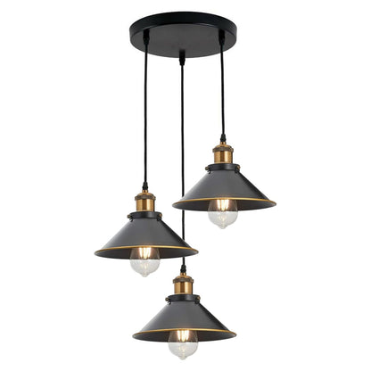 3-Light Pendant Cluster – Cone, Dome or Scalloped Shades, Plate or Bar - photo 25