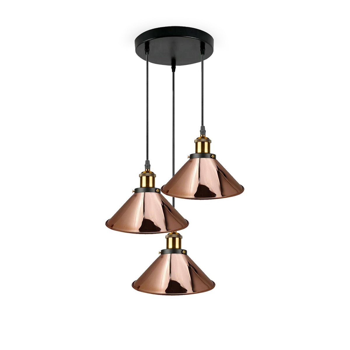 3-Light Pendant Cluster – Cone, Dome or Scalloped Shades, Plate or Bar - photo 33
