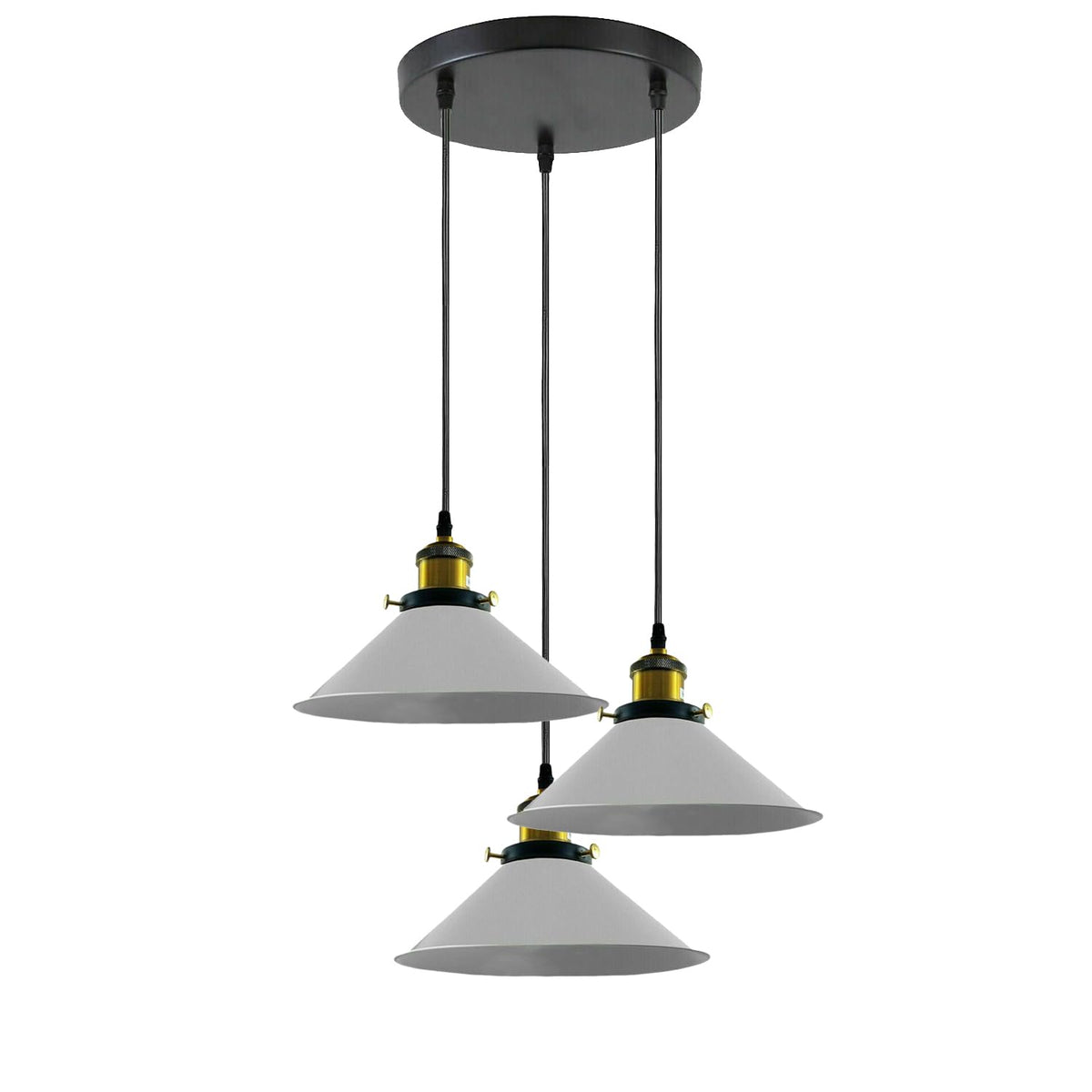 3-Light Pendant Cluster – Cone, Dome or Scalloped Shades, Plate or Bar - photo 27