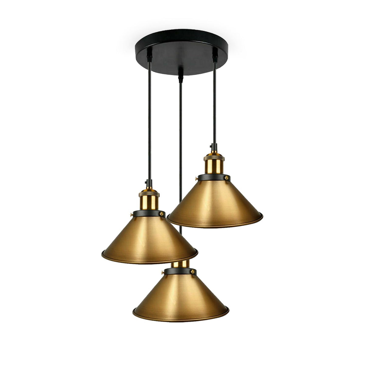 3-Light Pendant Cluster – Cone, Dome or Scalloped Shades, Plate or Bar - photo 30