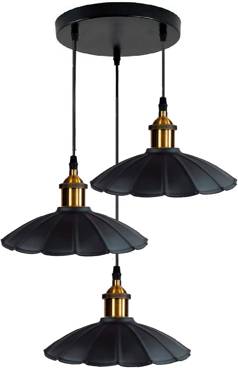 3-Light Pendant Cluster – Cone, Dome or Scalloped Shades, Plate or Bar - photo 16