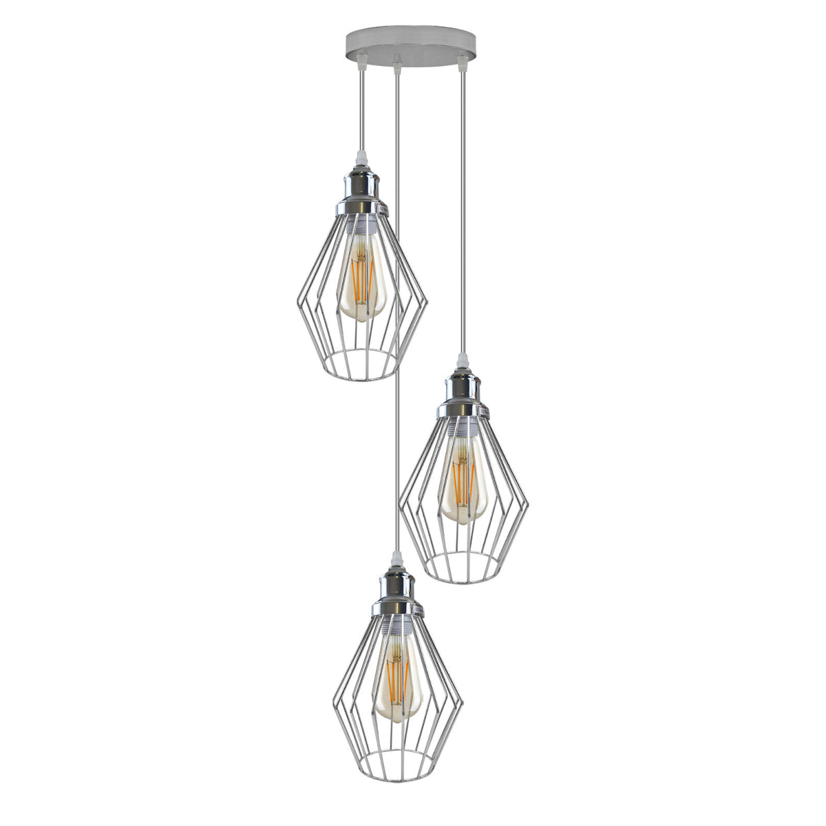 3-Light Cluster Pendant – Round or Bar, Cage or Metal Shades