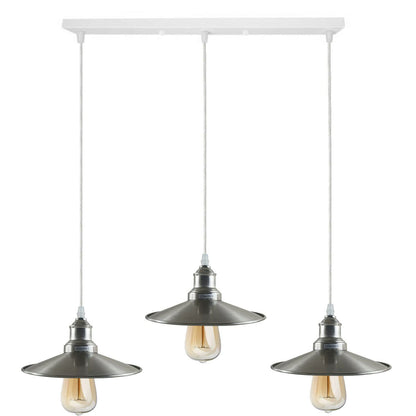 3-Light Cluster Pendant – Round or Bar, Cage or Metal Shades - Satin Nickel, Flat Satin Nickel, Ceiling Bar, Without Bulb