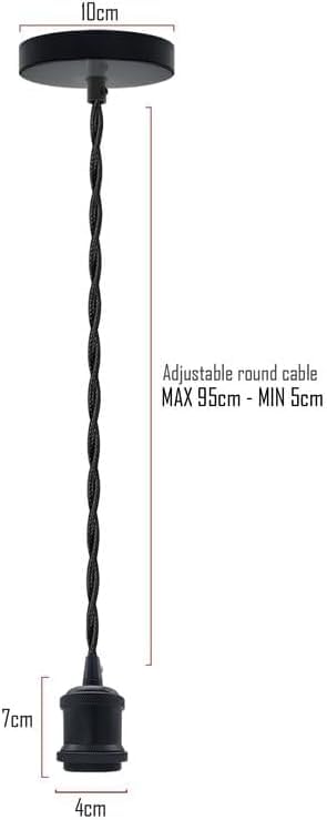Rose Gold Pendant Light with Wire Cage – 1m Twisted Cable, E27 - photo 2