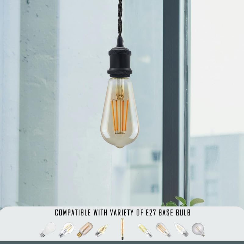 Rose Gold Pendant Light with Wire Cage – 1m Twisted Cable, E27 - photo 4