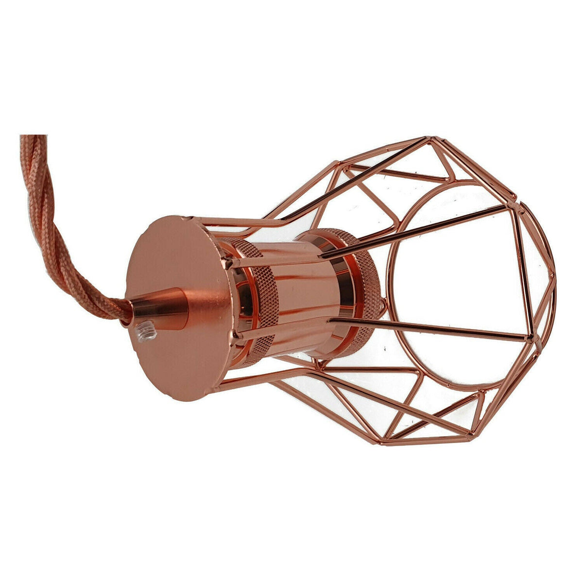 Rose Gold Pendant Light with Wire Cage – 1m Twisted Cable, E27 - photo 6
