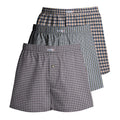 Men's Woven Cotton Boxer Shorts, Pack of 3 – 3 Mixed Check Sets, XL or XXL - XL, Mauve + Grey-Green Stripe + Beige & Navy