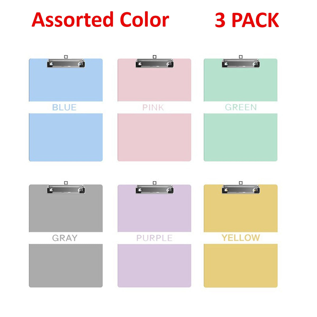 A4 Plastic Clipboards – Pack of 3, Assorted Pastel Colours - photo 7
