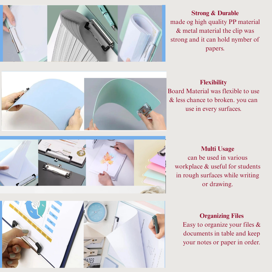 A4 Plastic Clipboards – Pack of 3, Assorted Pastel Colours - photo 3