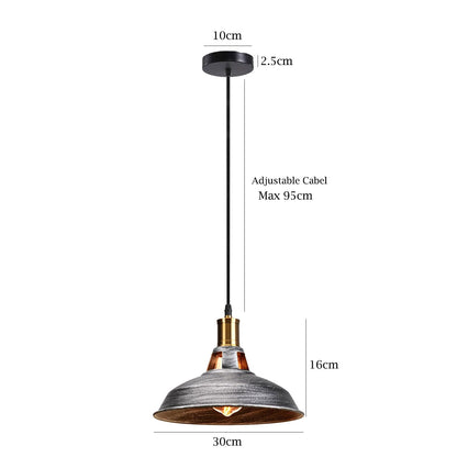 Industrial Barn Pendant Lights – Pack of 3, 30 cm, 8 Colours, E27 - photo 2