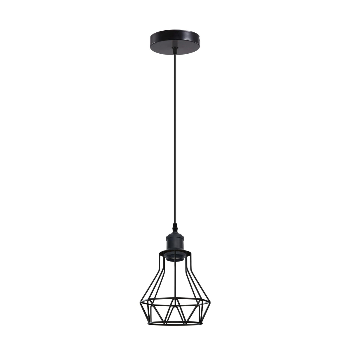 Industrial Barn Pendant Lights – Pack of 3, 30 cm, 8 Colours, E27 - Black, Cage Black, Without Bulb
