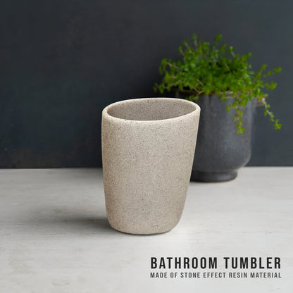 Stone-Effect Resin Bathroom Set – Pebble Shape, Off-White, 3 Pieces - photo 6
