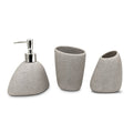 Stone-Effect Resin Bathroom Set – Pebble Shape, Off-White, 3 Pieces