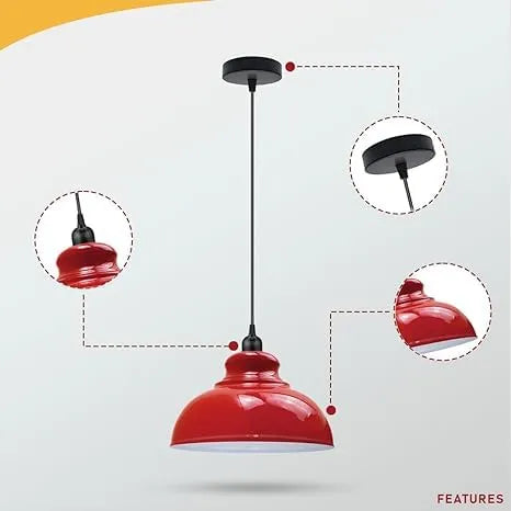 Dome Pendant Light – 29 cm Metal Shade, Single or Set of 3, E27 - photo 4