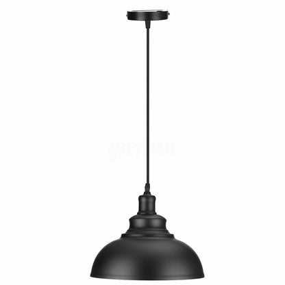 Dome Pendant Light – 29 cm Metal Shade, Single or Set of 3, E27 - Black, Dome 29 cm Black, Without Bulb
