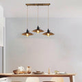 3-Light Bar Pendant – Brushed Copper Scalloped Shades, Hemp Cable