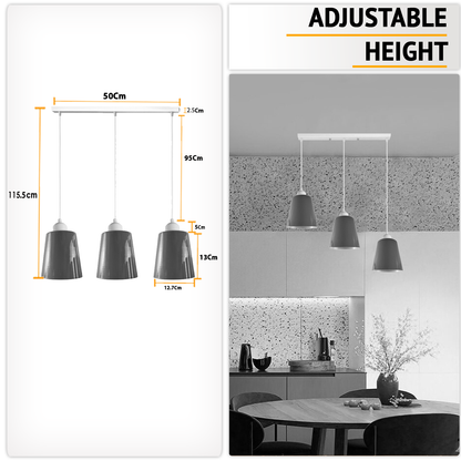 3-Light Pendant – Retro Metal Shades or White Cages, E27 - photo 3
