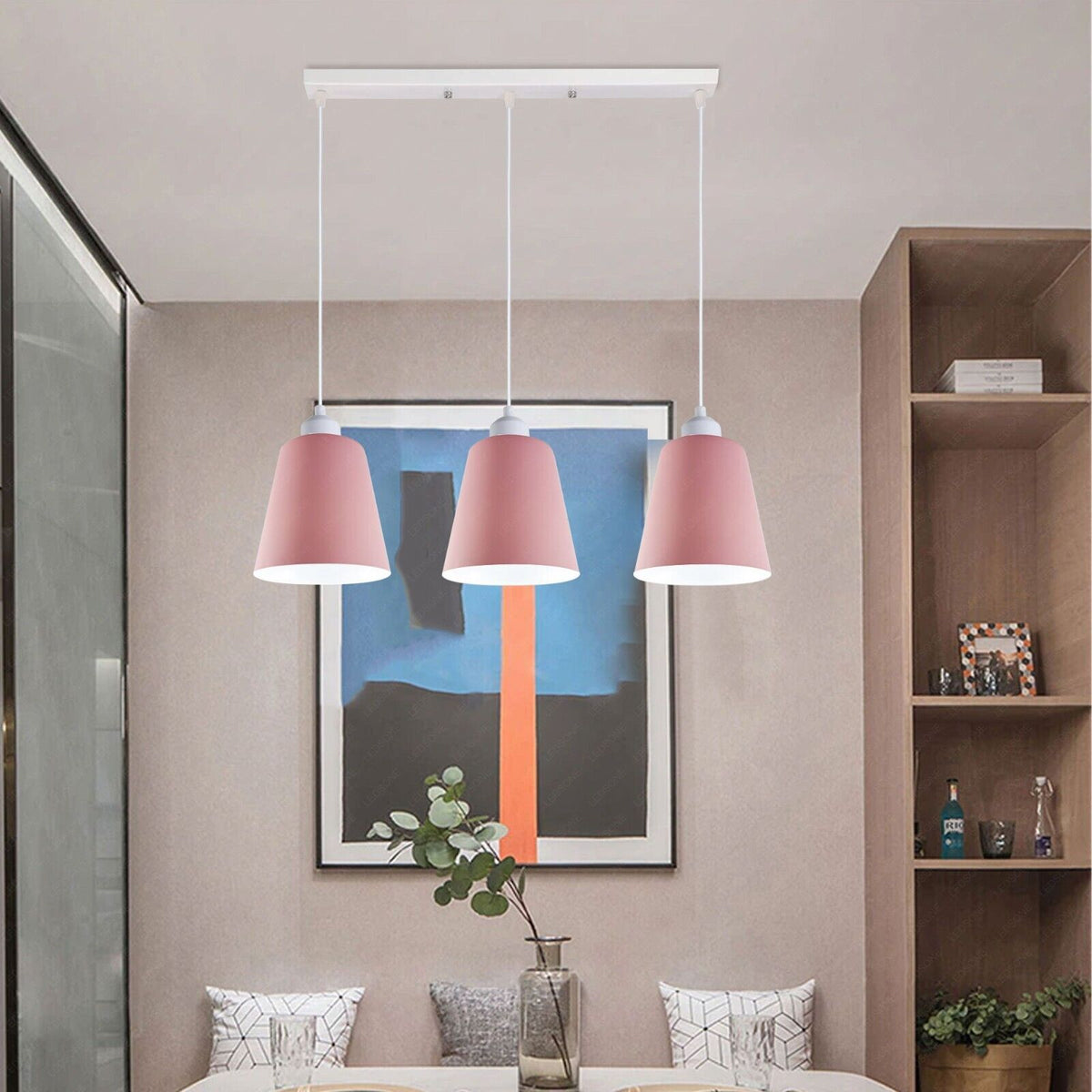 3-Light Pendant – Retro Metal Shades or White Cages, E27 - photo 8