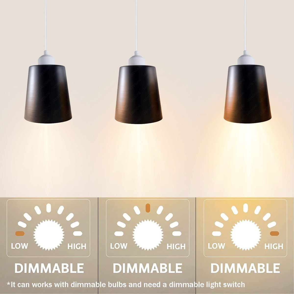 3-Light Pendant – Retro Metal Shades or White Cages, E27 - photo 10