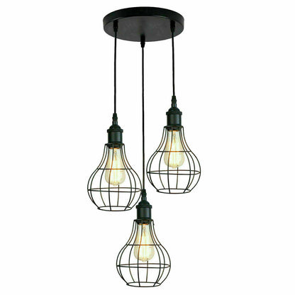 3-Light Wire Cage Pendant Cluster – Round Plate or Bar, E27 - photo 39