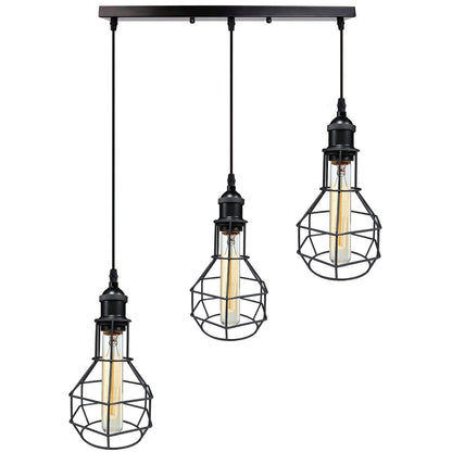 3-Light Wire Cage Pendant Cluster – Round Plate or Bar, E27 - photo 36