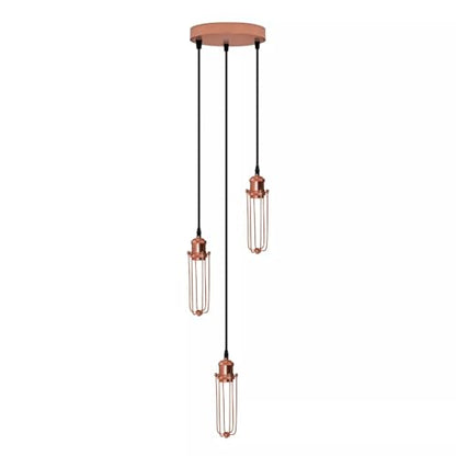 3-Light Wire Cage Pendant Cluster – Round Plate or Bar, E27 - photo 19