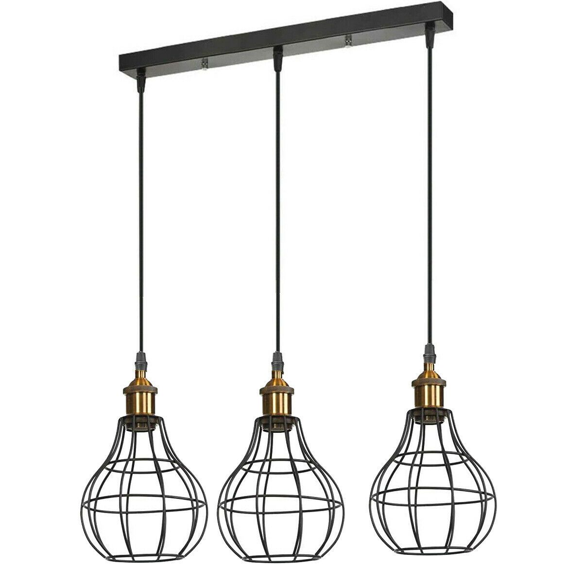 3-Light Wire Cage Pendant Cluster – Round Plate or Bar, E27 - photo 25