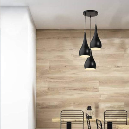 3 Light Teardrop Cluster Pendant – Round Plate, 9 Colours, E27 - photo 10