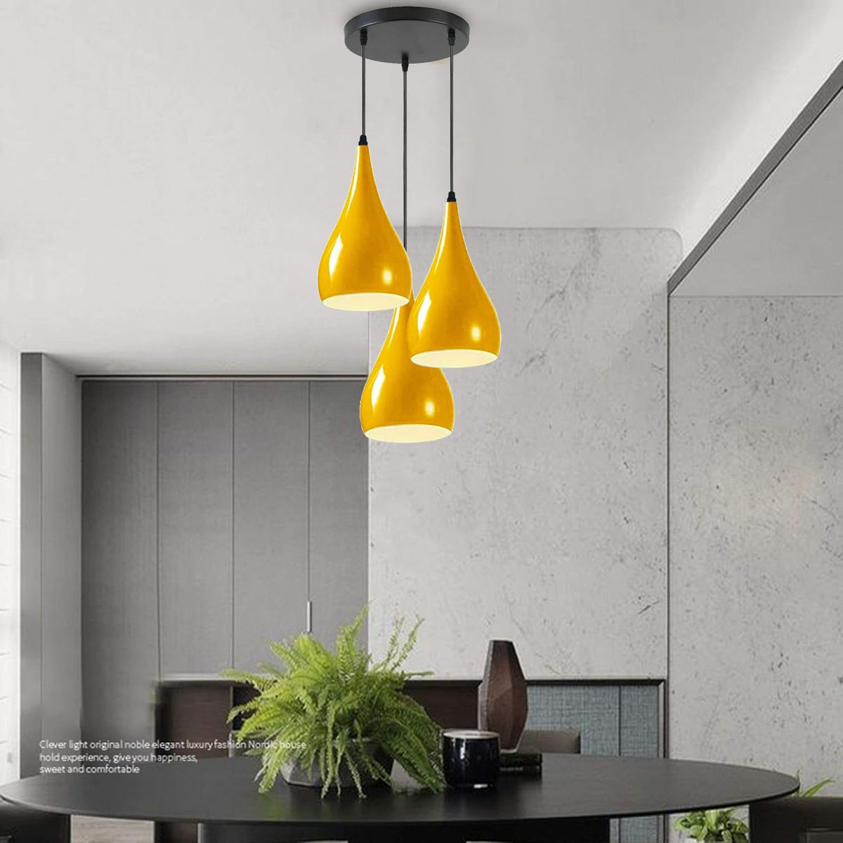 3 Light Teardrop Cluster Pendant – Round Plate, 9 Colours, E27 - photo 13