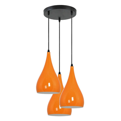 3 Light Teardrop Cluster Pendant – Round Plate, 9 Colours, E27 - photo 14