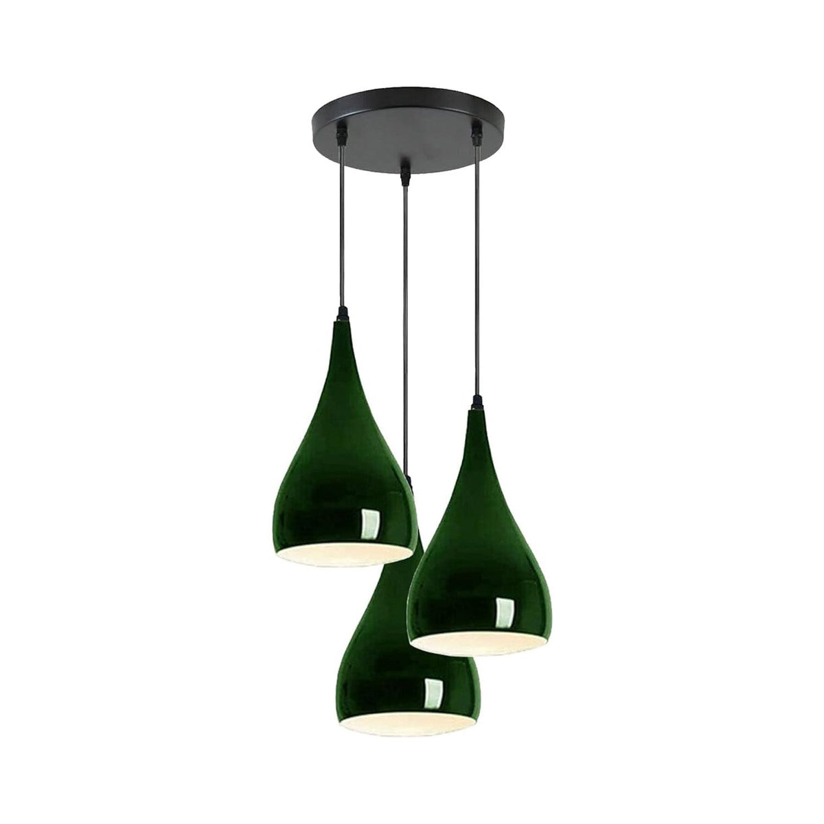 3 Light Teardrop Cluster Pendant – Round Plate, 9 Colours, E27 - photo 16