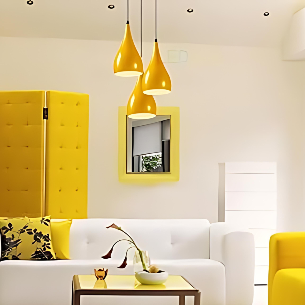 3 Light Teardrop Cluster Pendant – Round Plate, 9 Colours, E27 - photo 6
