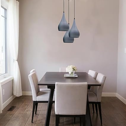 3 Light Teardrop Cluster Pendant – Round Plate, 9 Colours, E27 - photo 8