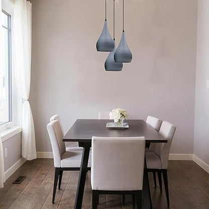 3 Light Teardrop Cluster Pendant – Round Plate, 9 Colours, E27 - photo 8