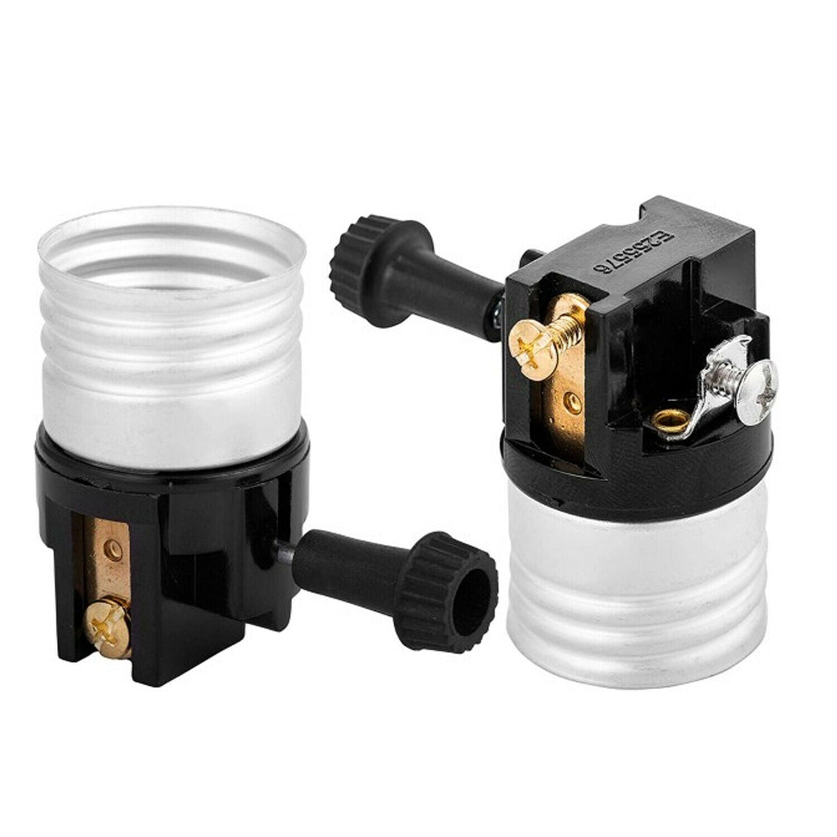 Turn Knob Switched E27 Lamp Socket – Black, Replacement - photo 3