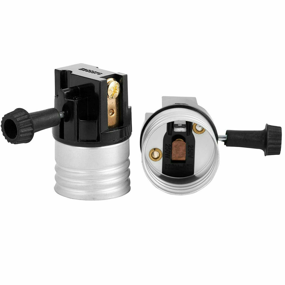 Turn Knob Switched E27 Lamp Socket – Black, Replacement - photo 4
