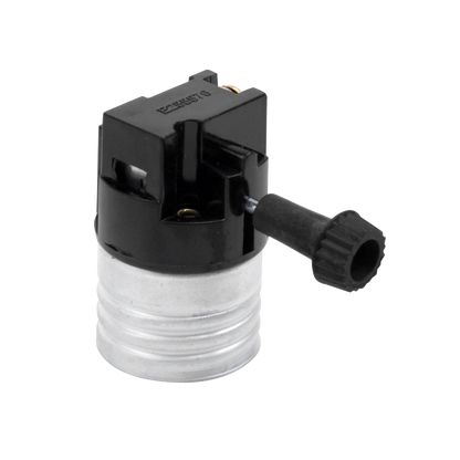 Turn Knob Switched E27 Lamp Socket – Black, Replacement