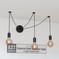 3 Light Spider Pendant – 1.5 m Swag Cables, Black, E27