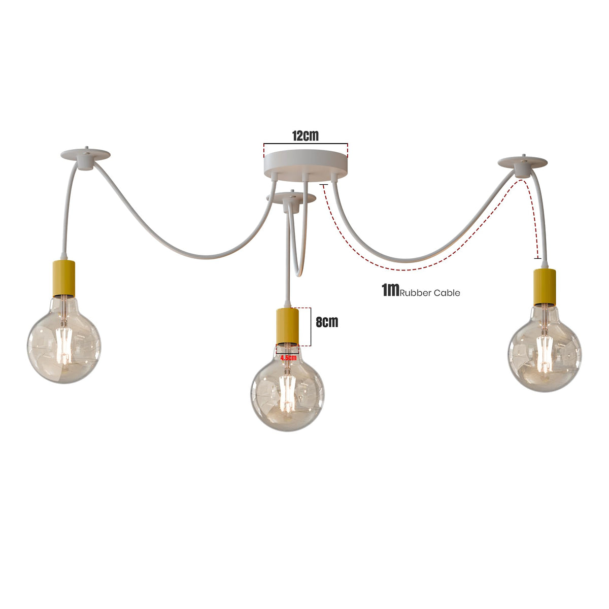 3-Way Spider Pendant Light – Adjustable Cables, E27, 6 Colours - photo 4
