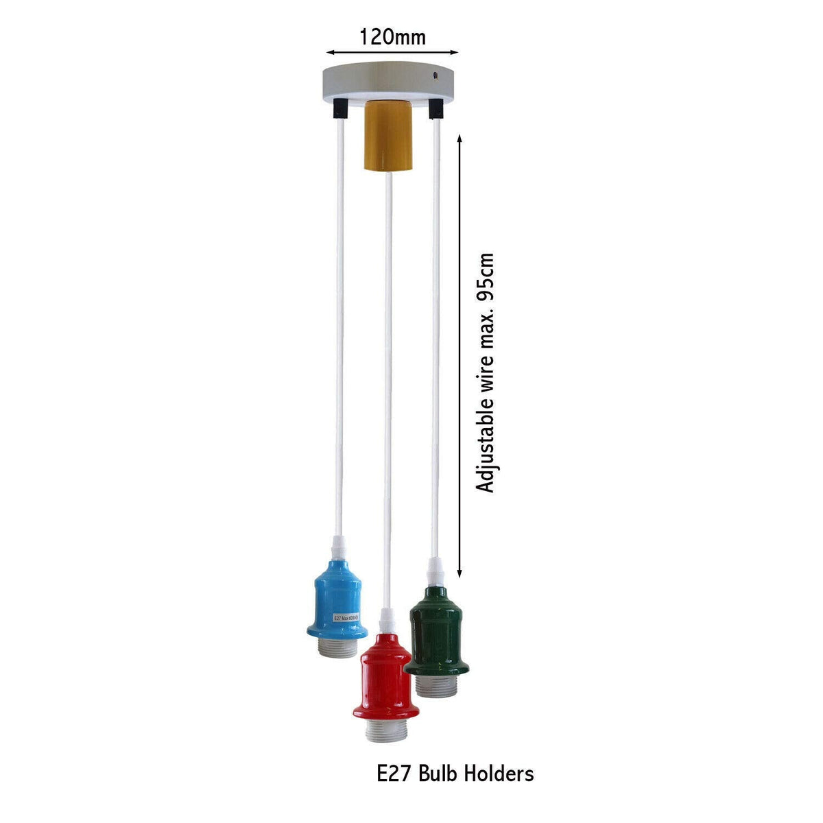 3-Way Spider Pendant Light – Adjustable Cables, E27, 6 Colours - photo 6