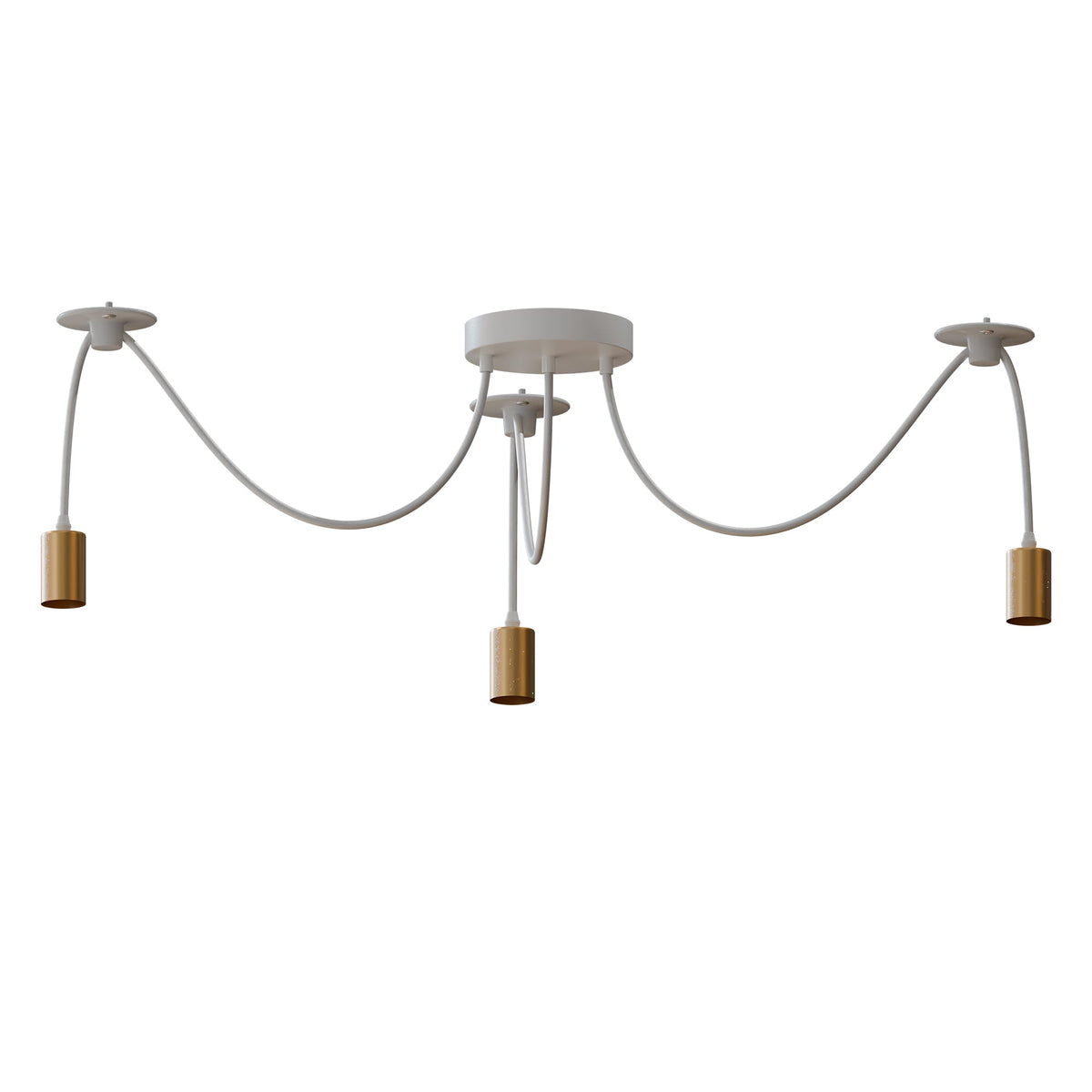 3-Way Spider Pendant Light – Adjustable Cables, E27, 6 Colours - Gold, No Shade 120 mm Rose Hook, Without Bulb