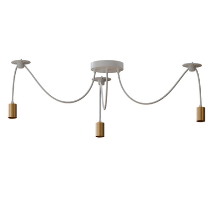 3-Way Spider Pendant Light – Adjustable Cables, E27, 6 Colours - Gold, No Shade 120 mm Rose Hook, Without Bulb