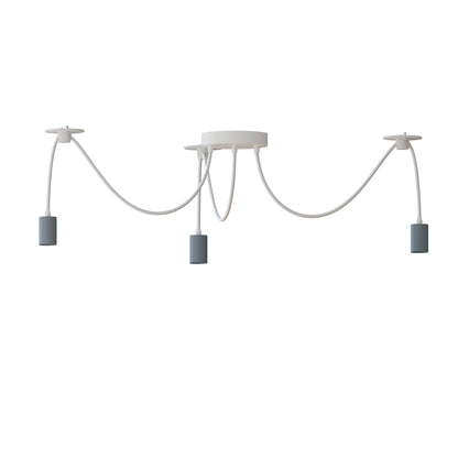3-Way Spider Pendant Light – Adjustable Cables, E27, 6 Colours - Grey, No Shade 120 mm Rose Hook, Without Bulb