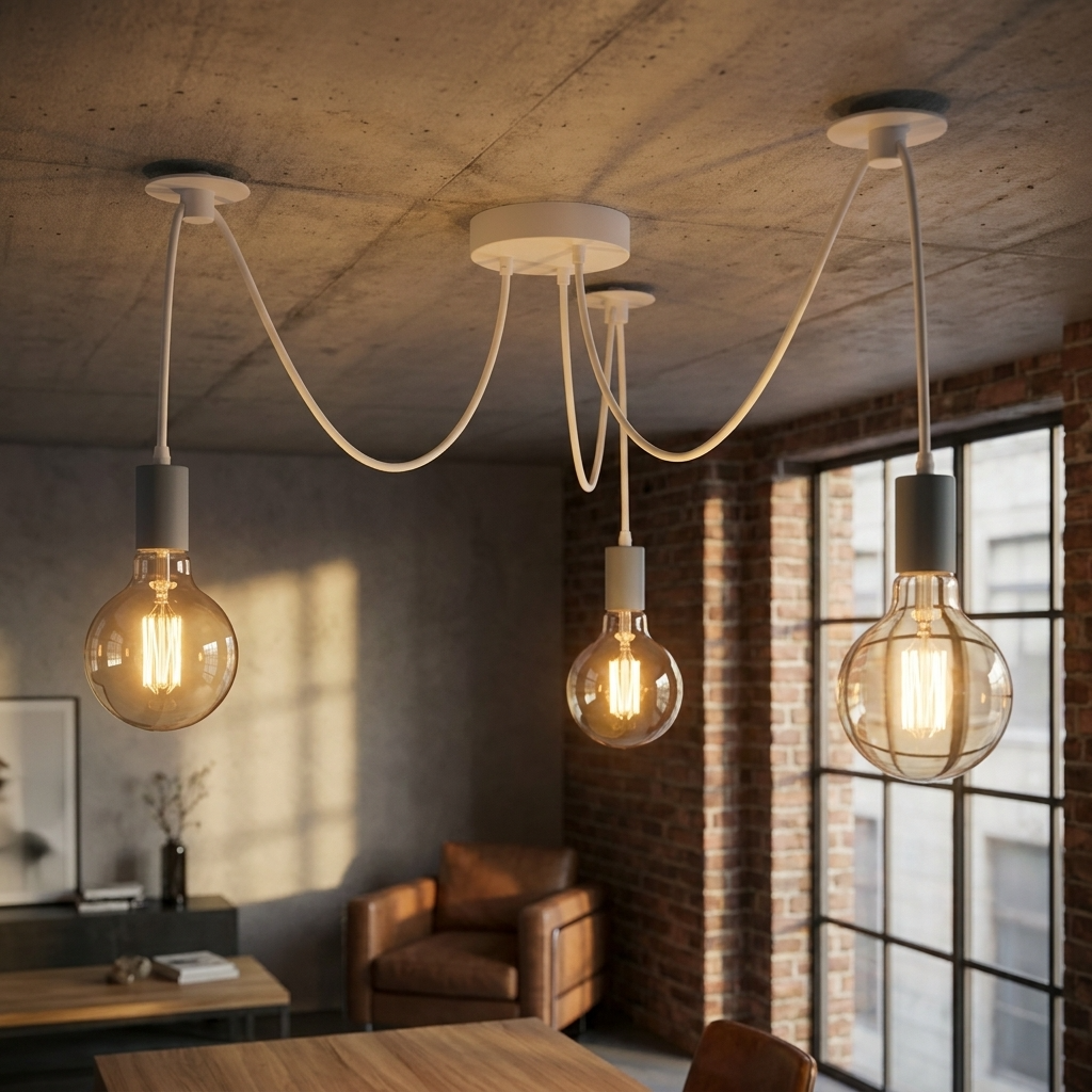 3-Way Spider Pendant Light – Adjustable Cables, E27, 6 Colours