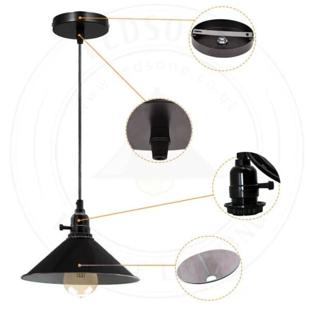 Switched Pendant Light – E27 Holder with On/Off Switch, 35 Shades - photo 2