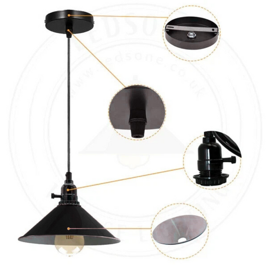 Switched Pendant Light – E27 Holder with On/Off Switch, 35 Shades - photo 2