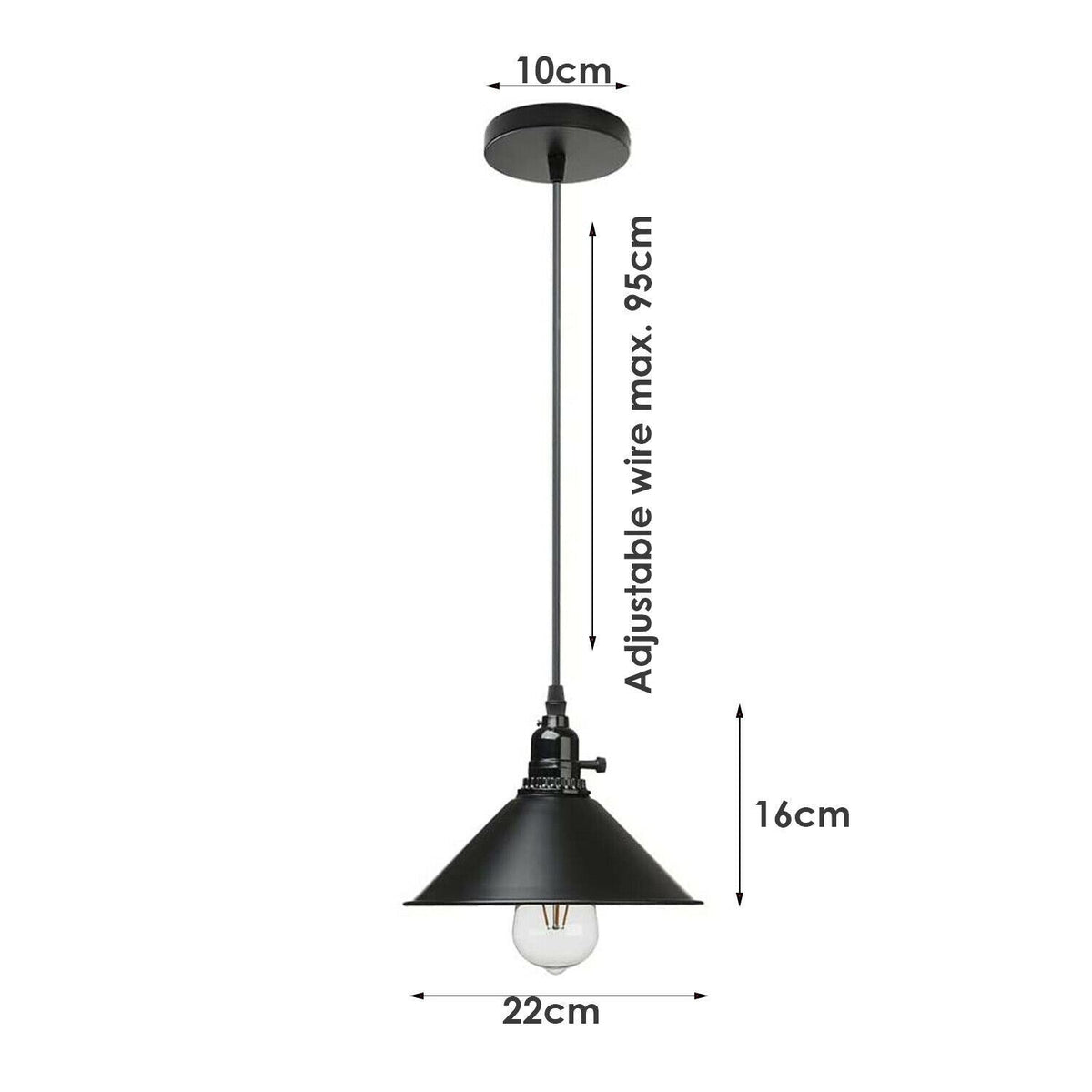 Switched Pendant Light – E27 Holder with On/Off Switch, 35 Shades - photo 4