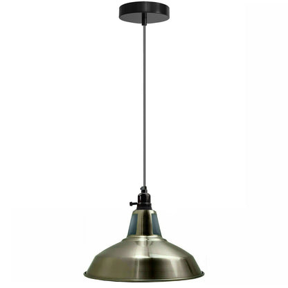 Switched Pendant Light – E27 Holder with On/Off Switch, 35 Shades - Black, Barn Slotted 30 cm Satin Nickel, Without Bulb