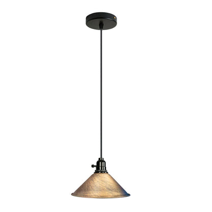 Switched Pendant Light – E27 Holder with On/Off Switch, 35 Shades - Black, Flat Cone 22 cm Brushed Copper, Without Bulb
