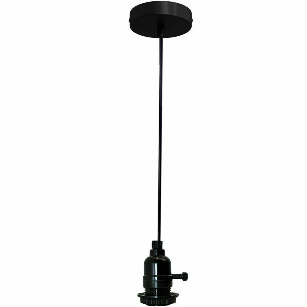 Switched Pendant Light – E27 Holder with On/Off Switch, 35 Shades - Black, No Shade, Without Bulb